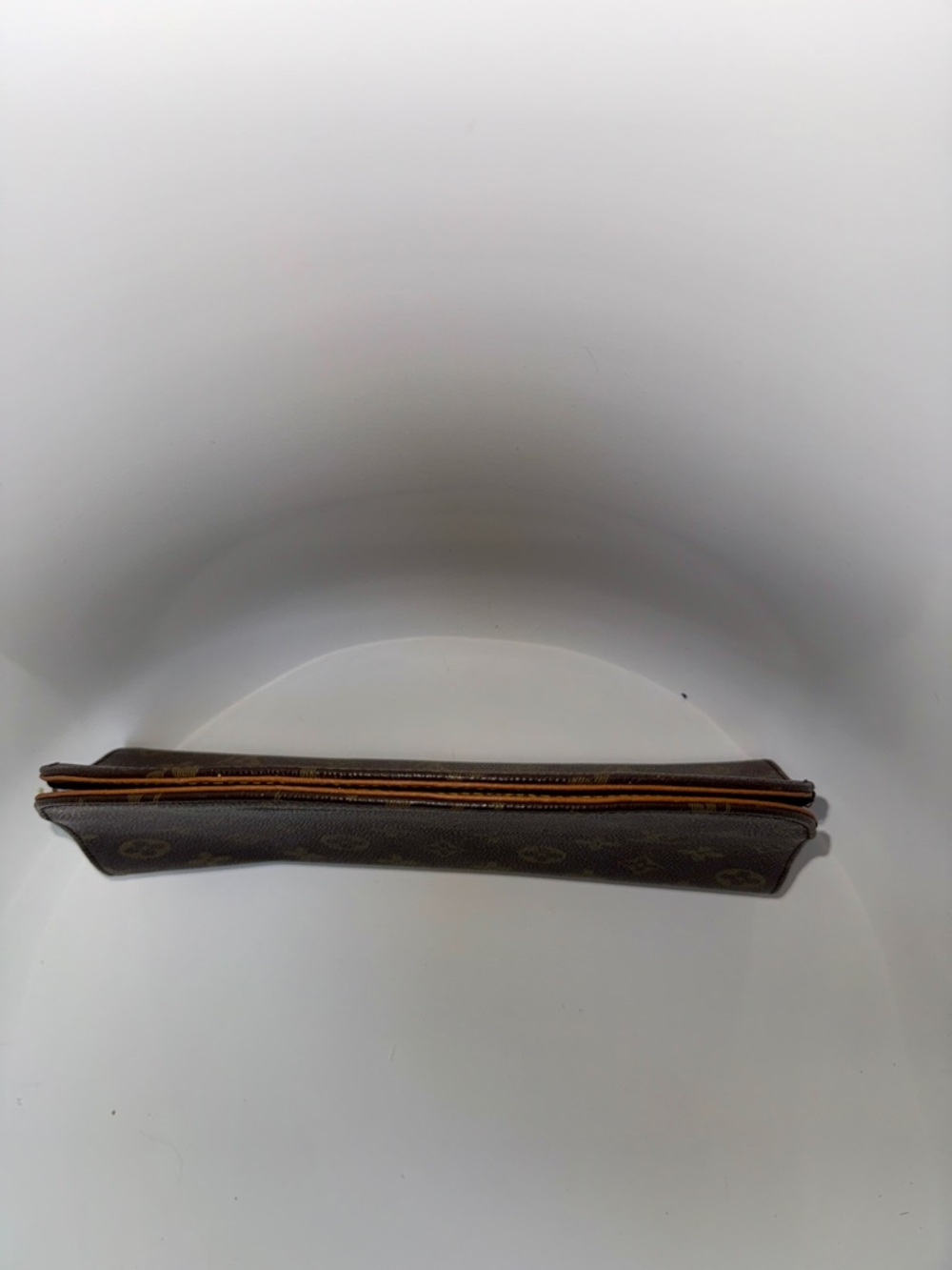 Brown Structured Clutch Cutout Top Handle Patterned Finish - Picture 2 of 7